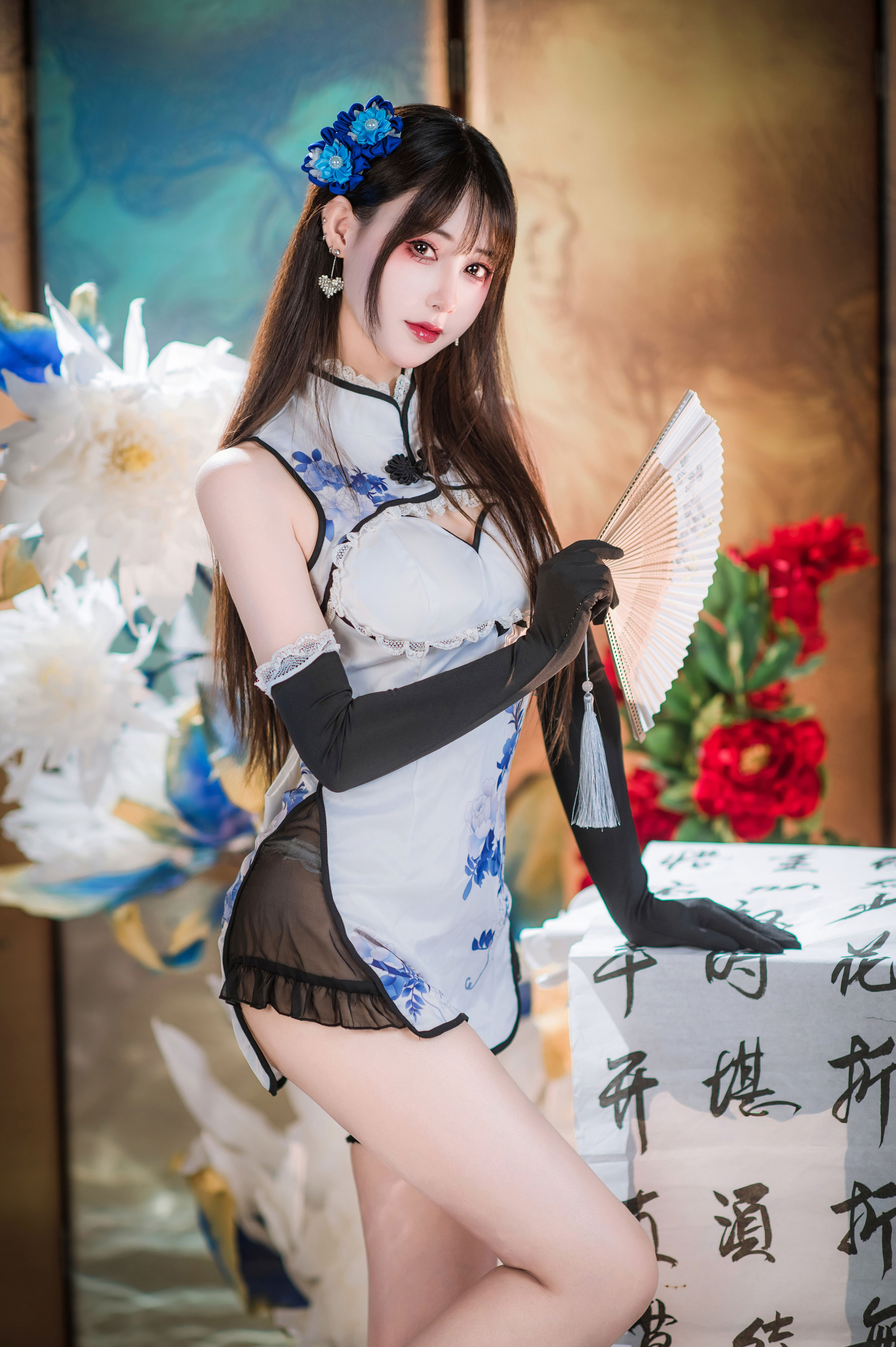 羽生三未 瓶儿青花瓷旗袍